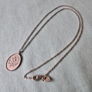 Me & Ro 925 Sterling Silver Oval Pendant Necklace with Floral Motif